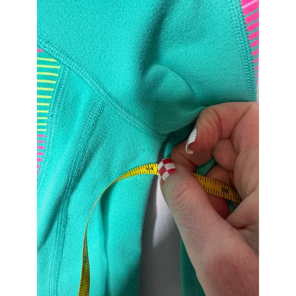 Ivivva Lululemon Girls Teal Pink Striped Full Zip Athletic Jacket Size 12
